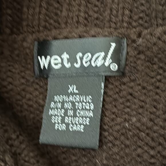 Vintage 90s/Y2K Wet Seal Chocolate Brown & White Belted Cardigan Sweater - Picture 3 of 3